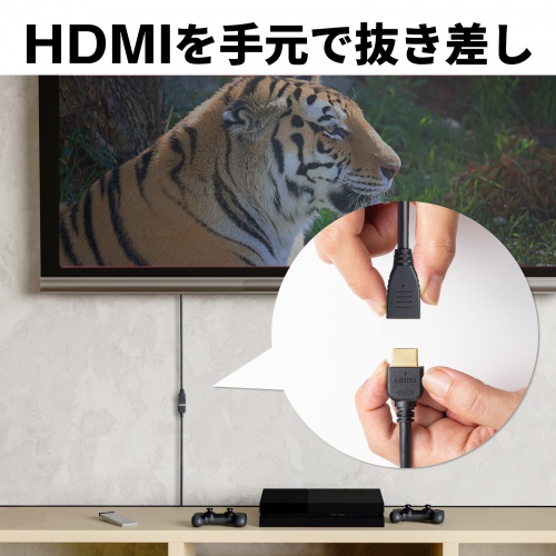 ハイスピードHDMI 延長ケーブル（3Dコネクタ・スッキリ配線・1080pフルHD対応・イーサネット対応・ブラック・1m） KM-HD20-3DEN10N サンワサプライ