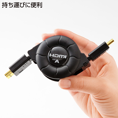 巻取り式のHDMIケーブル。ハイスピード＆イーサネット対応 サンワサプライ