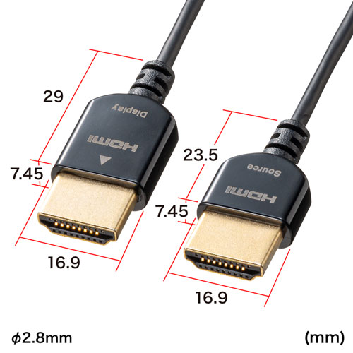 HDMIケーブル（アクティブ・イーサネット対応・ハイスピード・超極細ケーブル・5m） KM-HD20-SSSA50 サンワサプライ