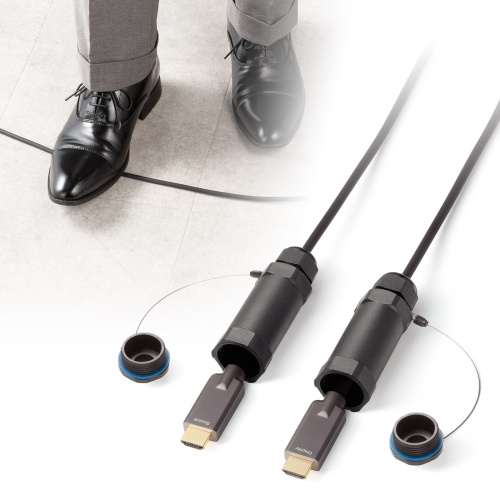 HDMIケーブル（ウルトラハイスピード・ステンレスガード・高耐久・8K/60Hz・4K/120Hz・防水カバーつき・光ファイバ・48Gbps・HDCP 2.2対応・20m）