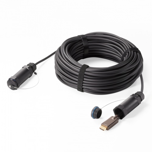 HDMIケーブル（ウルトラハイスピード・ステンレスガード・高耐久・8K/60Hz・4K/120Hz・防水カバーつき・光ファイバ・48Gbps・HDCP 2.2対応・30m）