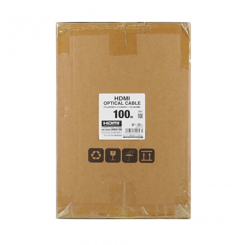 光ファイバHDMIケーブル（ドラム付き・8K対応・金コネクタ・ウルトラハイスピード・HDR対応・3D対応・ブラック・100m）  KM-HD20-UFBD100