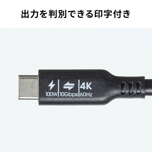 USB-C Type-Cケーブル（1m・PD100W・10Gbps・4K/60Hz映像出力・高速データ転送・ブラック）