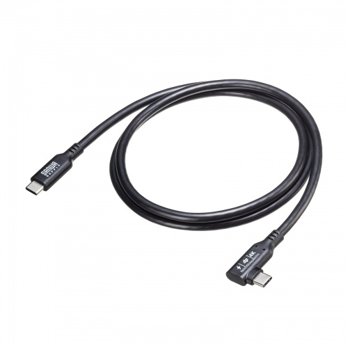 USB-C Type-Cケーブル(片側L字コネクタ・1m・PD100W・10Gbps・4K/60Hz映像出力・高速データ転送・ブラック)