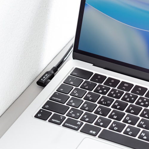 USB-C Type-Cケーブル(片側L字コネクタ・2m・PD100W・10Gbps・4K/60Hz映像出力・高速データ転送・ブラック)