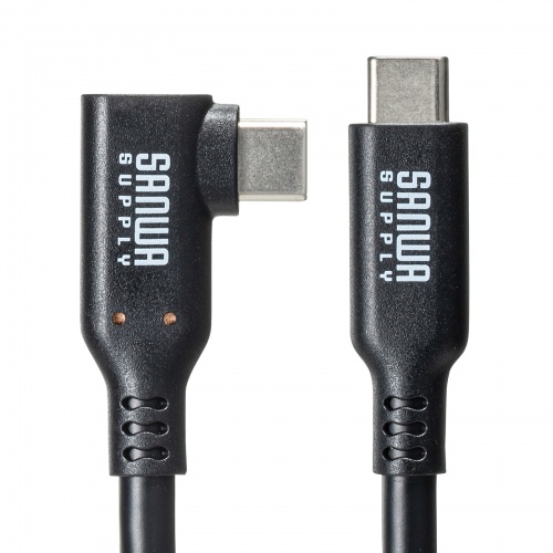 USB-C Type-Cケーブル(片側L字コネクタ・2m・PD100W・10Gbps・4K/60Hz映像出力・高速データ転送・ブラック)