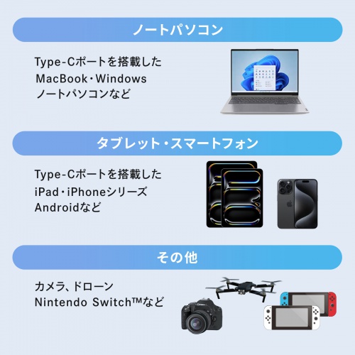USB-C Type-Cケーブル(片側L字コネクタ・2m・PD100W・10Gbps・4K/60Hz映像出力・高速データ転送・ブラック)