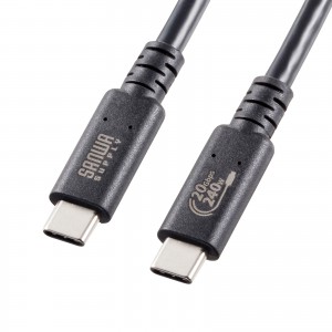 USB4 ケーブル（240W対応・2m・Type C・20Gbps・USB認証取得・ブラック） KU-20GCCPE20 サンワサプライ