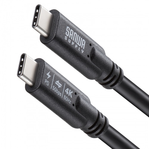 USB Type-Cケーブル（USB-Cケーブル・3m・PD100W・4K/60Hz映像出力・USB5Gbps・C-C・DP Alt Mode・電子黒板・ブラック）