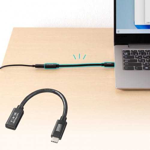 Type-C延長ケーブル（PD100W・Altモード対応・最大4K60hz対応・USB5Gbps（USB3.2 Gen1）・3重シールド構造・金メッキピン・約0.1m）