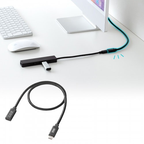 Type-C延長ケーブル（PD100W・Altモード対応・最大4K60hz対応・USB5Gbps（USB3.2 Gen1）・3重シールド構造・金メッキピン・約0.5m）