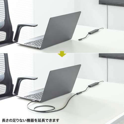 Type-C延長ケーブル（PD100W・Altモード対応・最大4K60hz対応・USB5Gbps（USB3.2 Gen1）・3重シールド構造・金メッキピン・約1m）