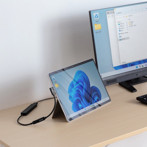 Type-C延長ケーブル（L字コネクタ・PD100W・Altモード対応・最大4K60Hz対応・USB5Gbps（USB3.2 Gen1）・3重シールド構造・金メッキピン・約0.1m）