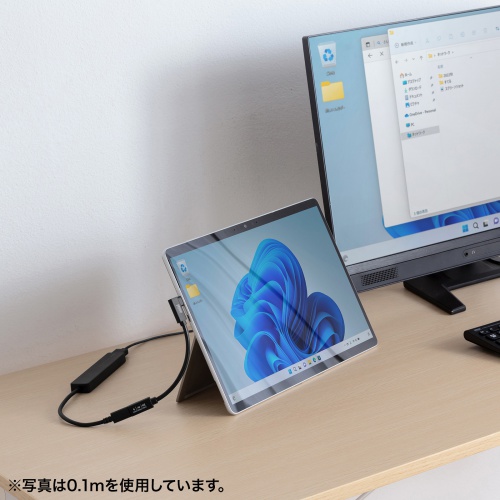 Type-C延長ケーブル（L字コネクタ・PD100W・Altモード対応・最大4K60hz対応・USB5Gbps（USB3.2 Gen1）・3重シールド構造・金メッキピン・約1m）
