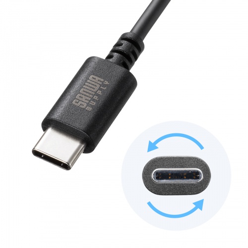 Type-C-Aケーブル（USB2.0規格・5V3A・USB-IF認証品・最大480Mbps・PVC素材・二重シールド構造・金メッキピン・約0.5m・ブラック）