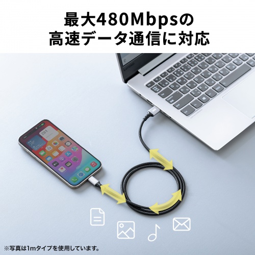 USB 2.0 Type-Cケーブル（C-A・ストレート・0.5m）KU-CA05TK