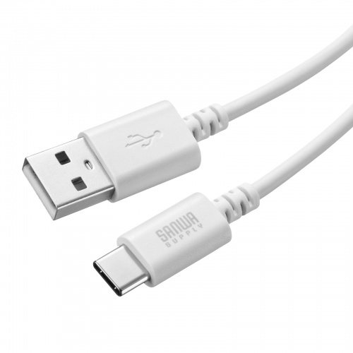 Type-C-Aケーブル（USB2.0規格・5V3A・USB-IF認証品・最大480Mbps・PVC素材・二重シールド構造・金メッキピン・約1m・ホワイト）