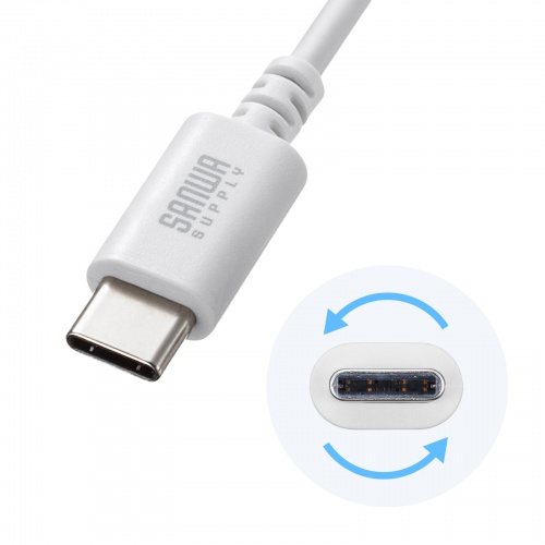 Type-C-Aケーブル（USB2.0規格・5V3A・USB-IF認証品・最大480Mbps・PVC素材・二重シールド構造・金メッキピン・約1m・ホワイト）