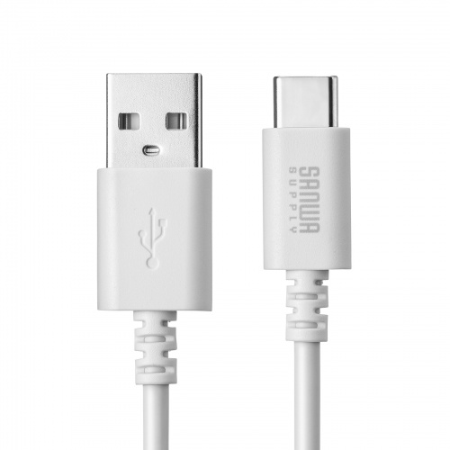 Type-C-Aケーブル（USB2.0規格・5V3A・USB-IF認証品・最大480Mbps・PVC素材・二重シールド構造・金メッキピン・約1m・ホワイト）