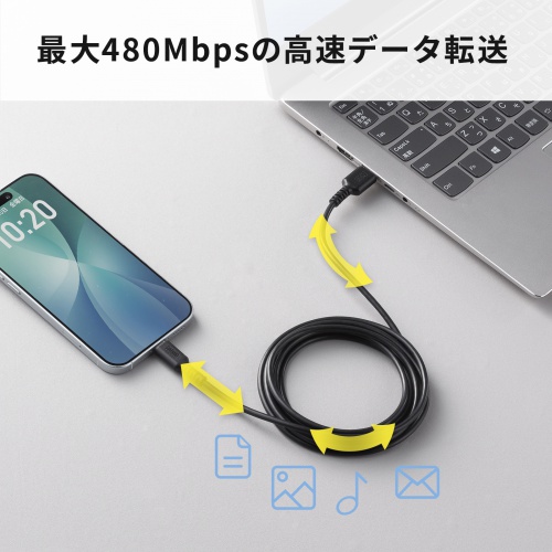 USB 2.0 Type-Cケーブル（C-A・ストレート・2m）