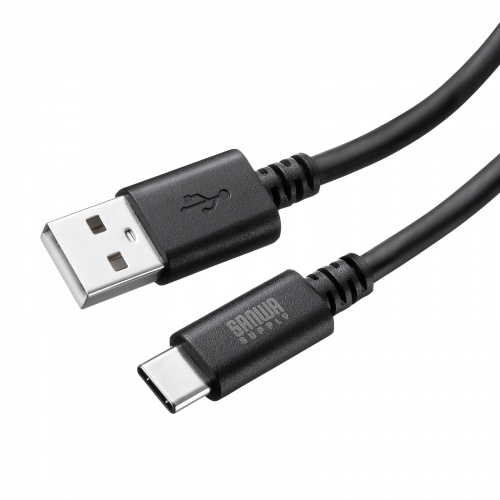 Type-C-Aケーブル（USB2.0規格・5V3A・USB-IF認証品・最大480Mbps・PVC素材・二重シールド構造・金メッキピン・約3m・ブラック）