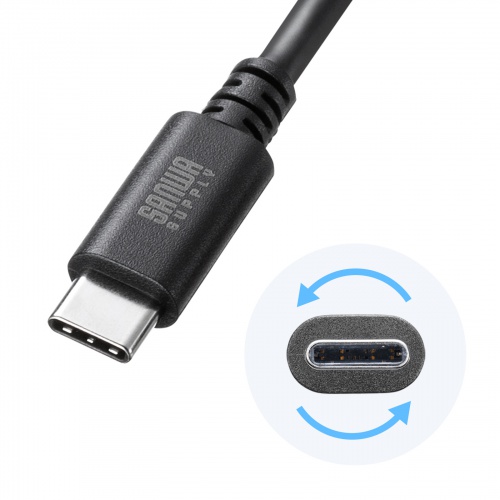 Type-C-Aケーブル（USB2.0規格・5V3A・USB-IF認証品・最大480Mbps・PVC素材・二重シールド構造・金メッキピン・約3m・ブラック）