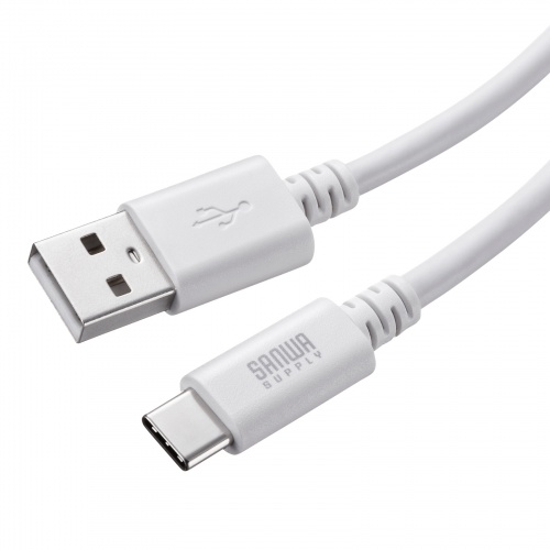 Type-C-Aケーブル（USB2.0規格・5V3A・USB-IF認証品・最大480Mbps・PVC素材・二重シールド構造・金メッキピン・約3m・ホワイト）