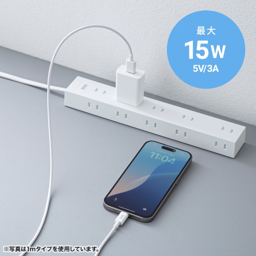 Type-C-Aケーブル（USB2.0規格・5V3A・USB-IF認証品・最大480Mbps・PVC素材・二重シールド構造・金メッキピン・約3m・ホワイト）