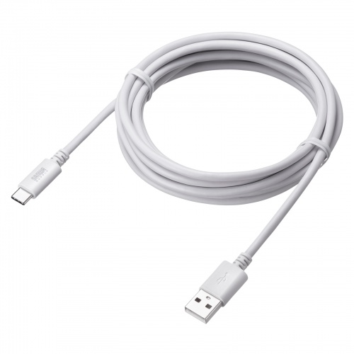 Type-C-Aケーブル（USB2.0規格・5V3A・USB-IF認証品・最大480Mbps・PVC素材・二重シールド構造・金メッキピン・約3m・ホワイト）