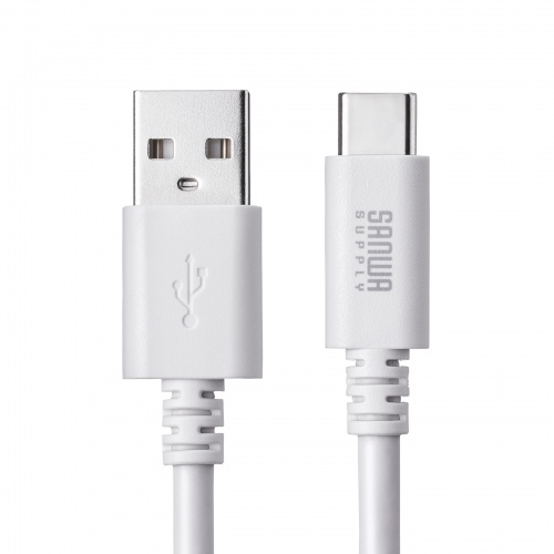 Type-C-Aケーブル（USB2.0規格・5V3A・USB-IF認証品・最大480Mbps・PVC素材・二重シールド構造・金メッキピン・約3m・ホワイト）