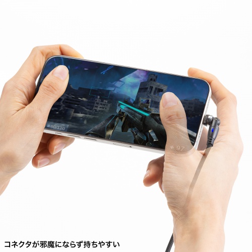 USB Type-Cケーブル（1m・USB2.0・USB A-Cコネクタ・左右180°水平360°回転コネクタ・ナイロンメッシュケーブル）