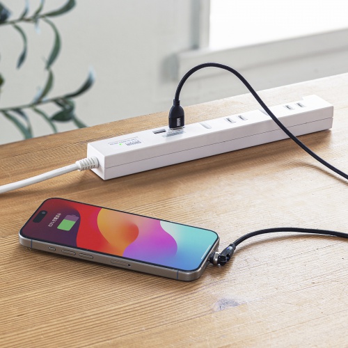 USB Type-Cケーブル（2m・USB2.0・USB A-Cコネクタ・左右180°水平360°回転コネクタ・ナイロンメッシュケーブル）