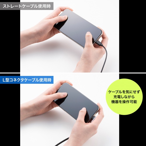 USB 2.0 Type-Cケーブル（C-A・L型・1m）