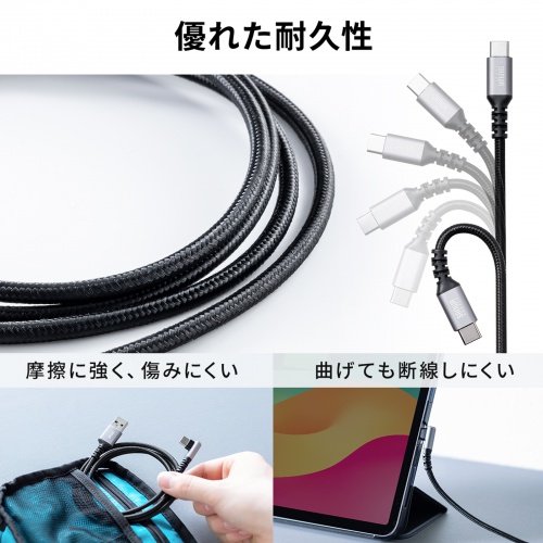 USB 2.0 Type-Cケーブル（C-A・L型・2m）