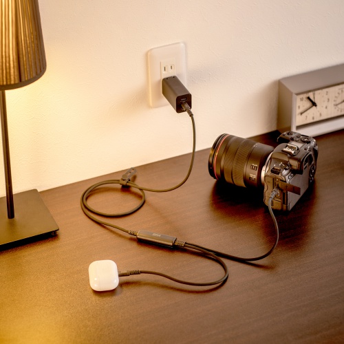 USB Type-Cケーブル（急速充電・PD100W・2-in-1 2台同時充電・データ通信・二股・シリコンケーブル・ケーブルタイ付き・1.2m・ブラック）