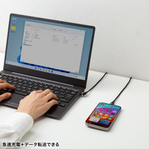 タイプCケーブル（1m・540度。回転・PD対応・100W・おすすめ） KU-CCP100KA10BK サンワサプライ