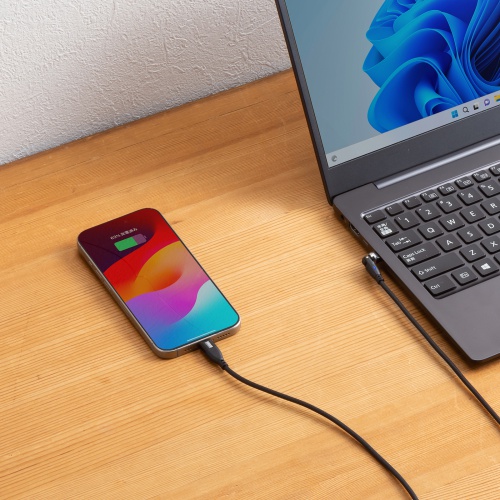 タイプCケーブル（1.8m・540度。回転・PD対応・100W・おすすめ） KU-CCP100KA18BK サンワサプライ