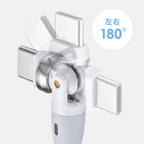 USB Type-Cケーブル（PD100W対応・両端回転コネクタ・360°+180°回転・USB2.0規格・480Mbps・約1m・ホワイト）