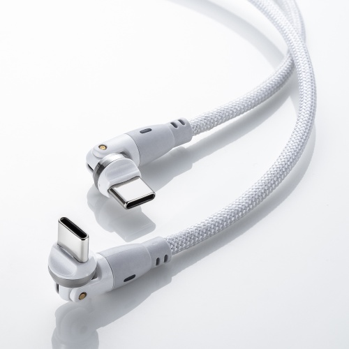 USB Type-Cケーブル（PD100W対応・両端回転コネクタ・360°+180°回転・USB2.0規格・480Mbps・約1m・ホワイト）