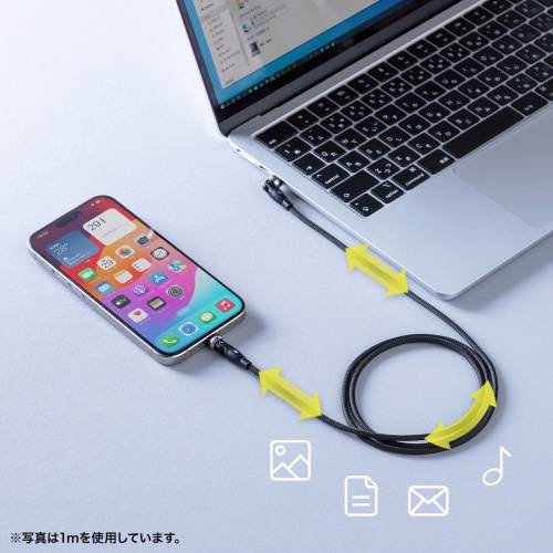 USB Type-Cケーブル（PD100W対応・両端回転コネクタ・360°+180°回転・USB2.0規格・480Mbps・約1.8m・ブラック）