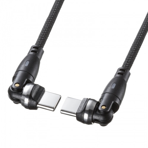 USB Type-Cケーブル（PD100W対応・両端回転コネクタ・360°+180°回転・USB2.0規格・480Mbps・約1.8m・ブラック）