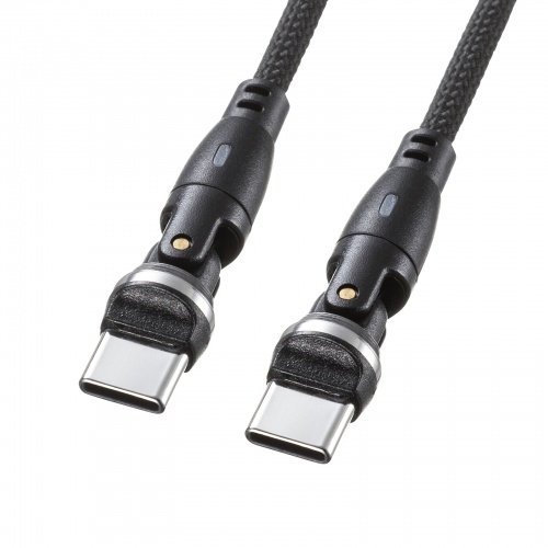 USB Type-Cケーブル（PD100W対応・両端回転コネクタ・360°+180°回転・USB2.0規格・480Mbps・約1.8m・ブラック）