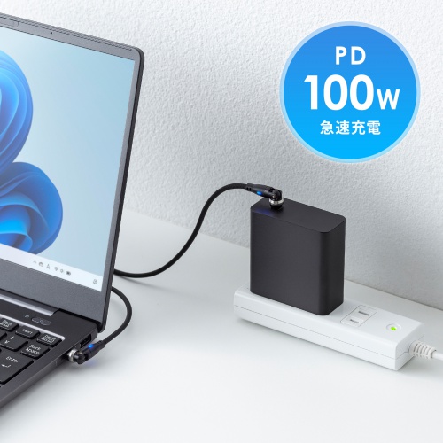 USB Type-Cケーブル（PD100W対応・両端回転コネクタ・360°+180°回転・USB2.0規格・480Mbps・約1.8m・ブラック）