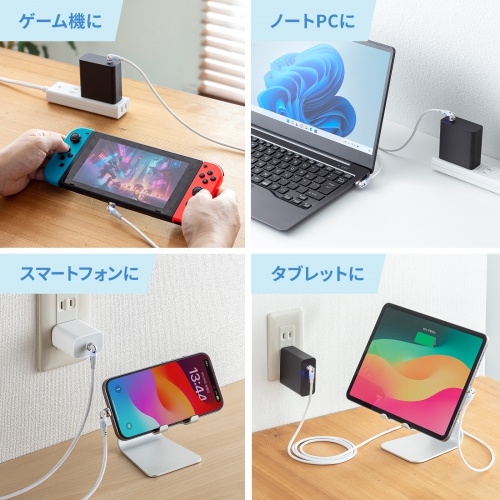 USB Type-Cケーブル（PD100W対応・両端回転コネクタ・360°+180°回転・USB2.0規格・480Mbps・約1.8m・ホワイト）