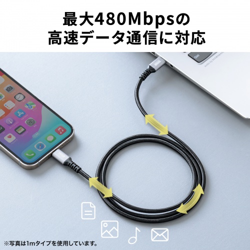 USB 2.0 Type-Cケーブル（C-C・ストレート・60W・0.5m）KU-CCP6005TK
