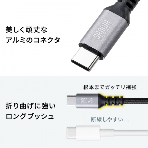 USB 2.0 Type-Cケーブル（C-C・ストレート・60W・0.5m）KU-CCP6005TK