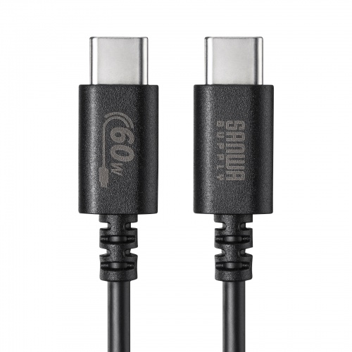 Type-Cケーブル（USB2.0・480Mbps・最大PD60W・USB-IF認証品・約1m・ブラック）