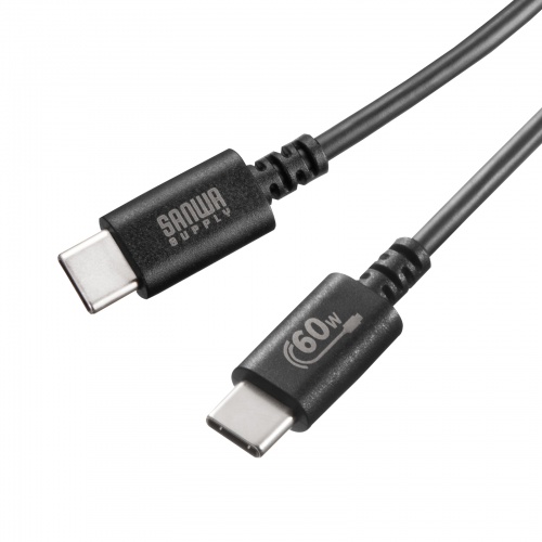 Type-Cケーブル（USB2.0・480Mbps・最大PD60W・USB-IF認証品・約1m・ブラック）