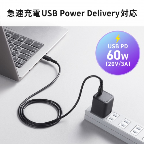 USB 2.0 Type-Cケーブル（C-C・ストレート・60W・1m）