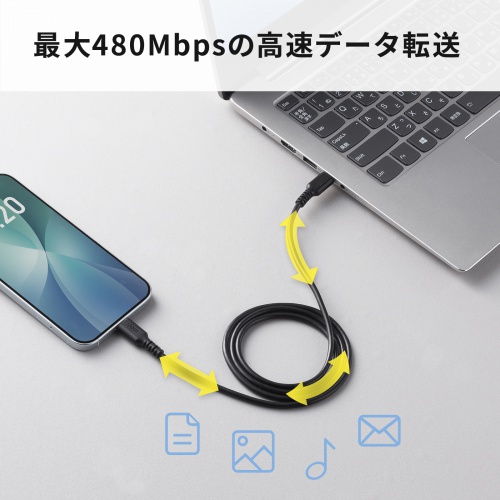 USB 2.0 Type-Cケーブル（C-C・ストレート・60W・1m）